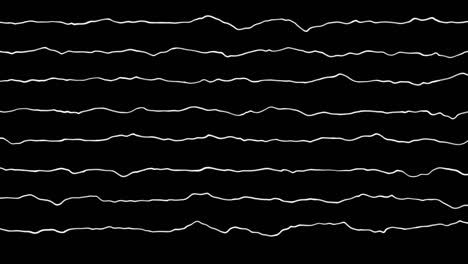 animation of a sound signal, white waves equalizer on black background