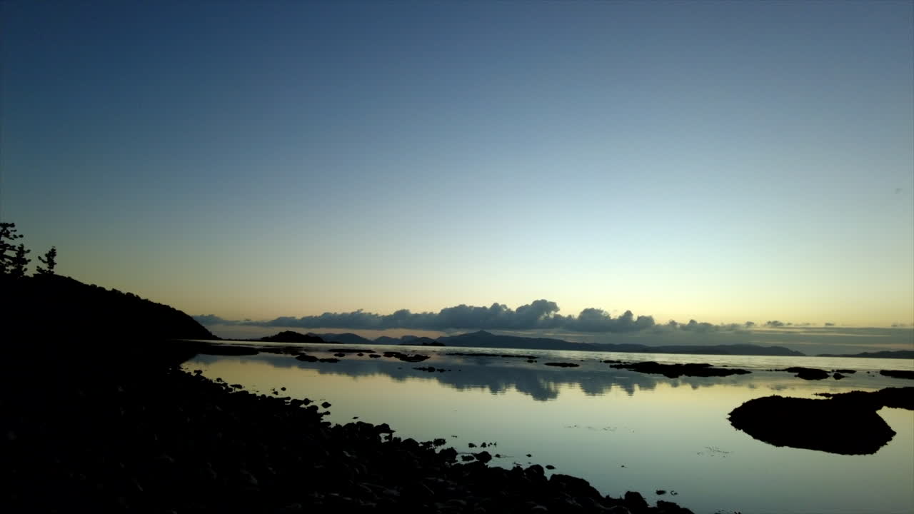 Motionlapse of a small tropical bay during a beautiful sunrise in Whitsundays