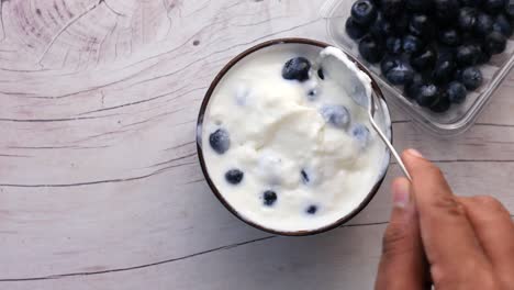 yogur con arándanos