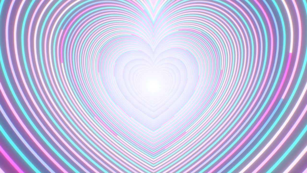 분홍색과 파란색 끝없는 심장 터널 포털 밝은 반이는 네온 불빛 - 4k 원활한 vj 루프 모션 배경 애니메이션
