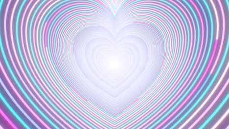 portal de túnel de corazón sin fin rosa y azul luces de neón brillantes y brillantes - animación de fondo de movimiento de bucle vj sin costura de 4k