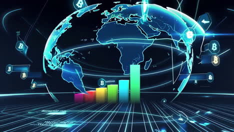 global investment analysis with cryptocurrency and financial data visualization