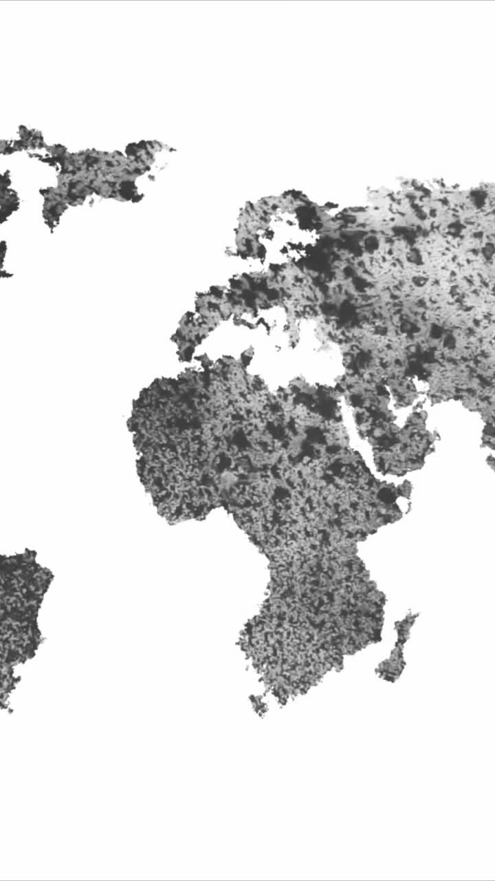 Mappa del mondo astratta che si forma da particelle granulari