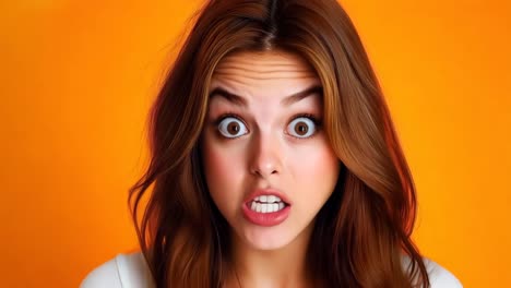 una mujer con una mirada sorprendida en su cara