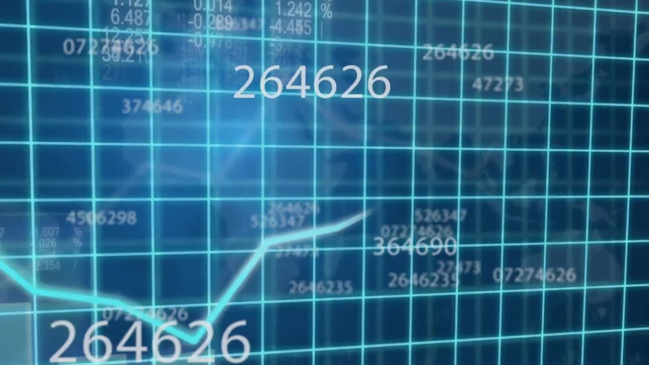 파란색 배경 위의 데이터 처리 애니메이션