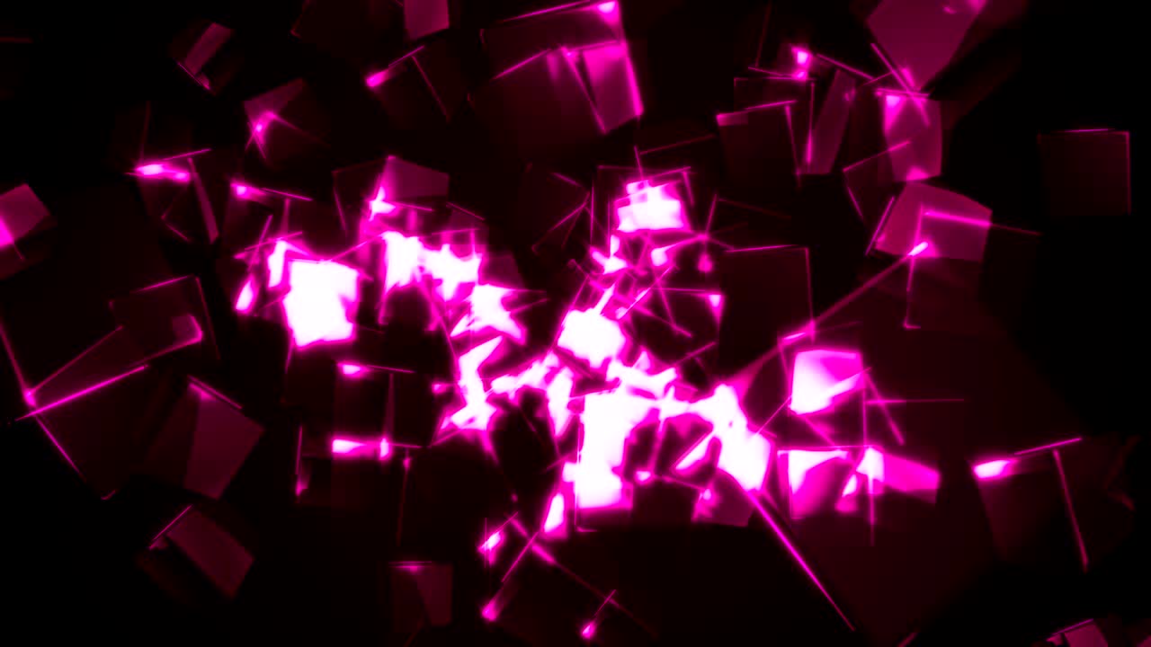 날아다니는 보라색 직사각형 큐브