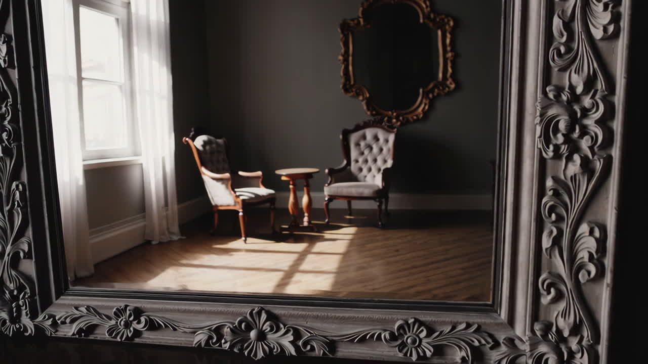 Elegant Sitting Room with Ornate Mirror