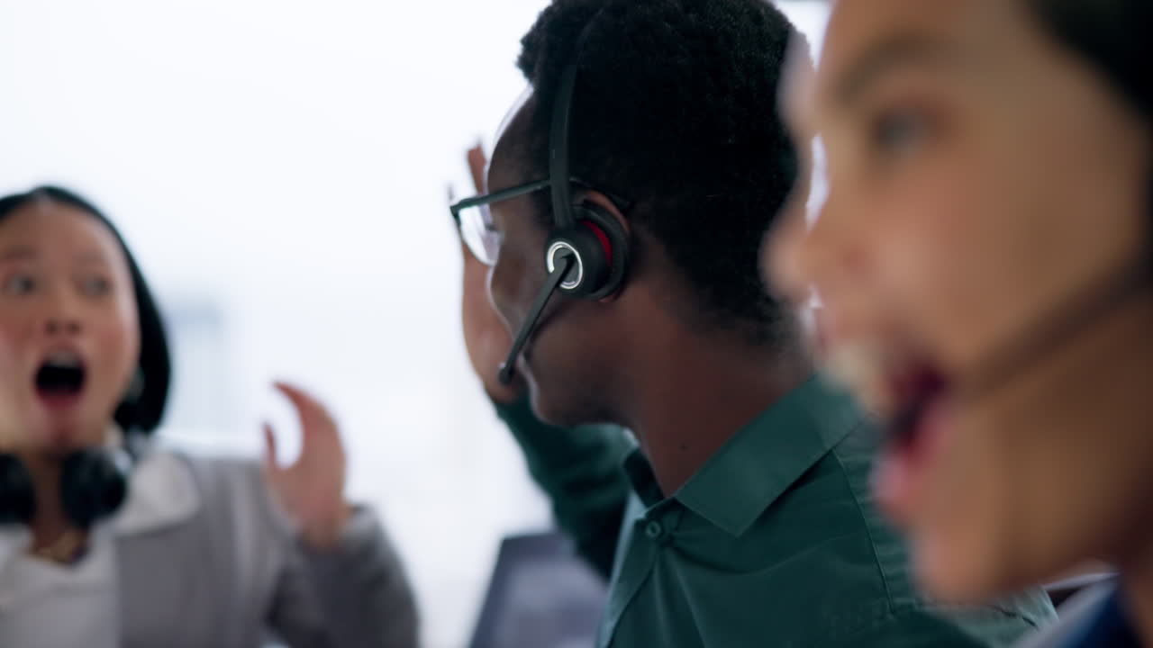 Call center success, high five