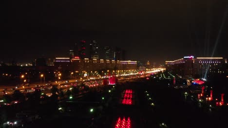 Russia-Moscow-Park-Pobedy-by-night-on-the-Victory-day-4k-30fps-with-a-Drone