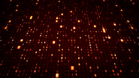 fondo futurista con dígitos binarios rojos animación de tecnología de código