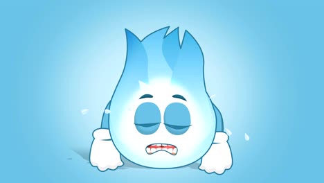 dibujos animados llama de gas llorar infeliz con la animación de la cara alfa mate