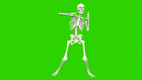 skeleton dancing. seamless loop animation on green screen.