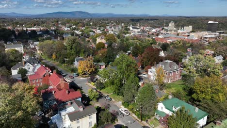 aerial view of a town in the fall