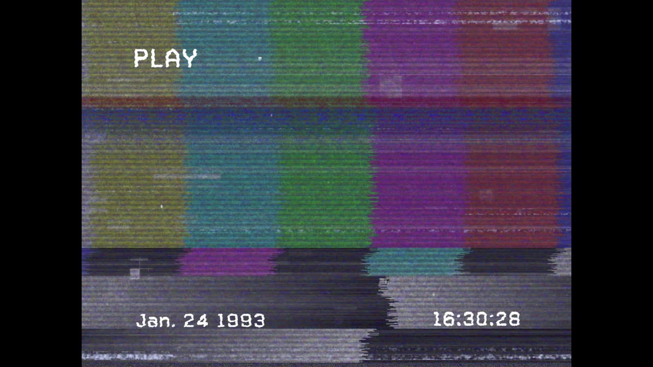 Animation of video tape on tv screen with glitch