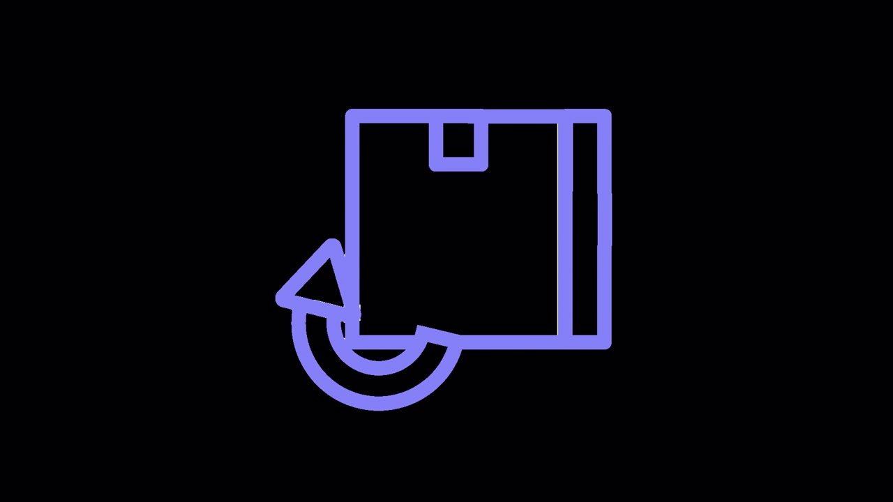 Animated Purple Outline Icon for Package Return