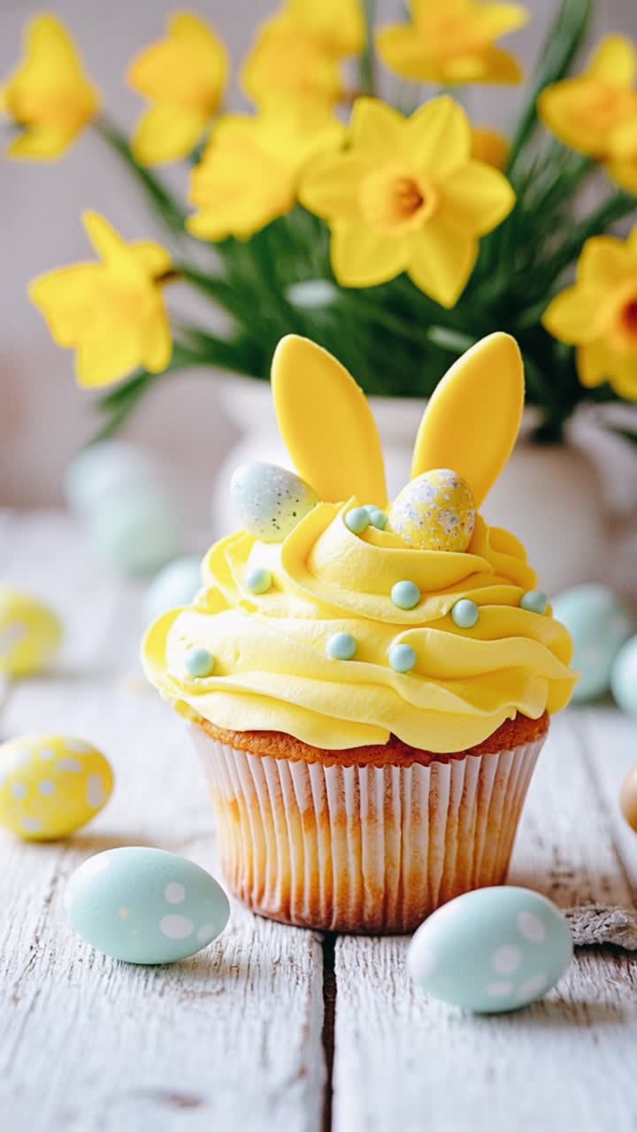 Easter Cupcakes with Yellow Flowers