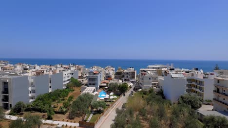 the touristic city hersonissos on crete. aerial shot