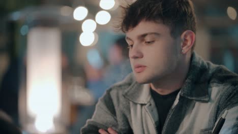 A-handsome-boy-is-smoking-in-the-restaurant