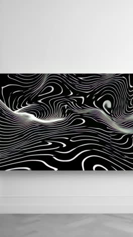dynamic abstract black and white wavy line art