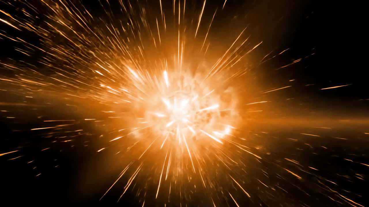 Explosive cosmic energy burst animated overlay, transparent 4K video, alpha channel, ProRes 4444