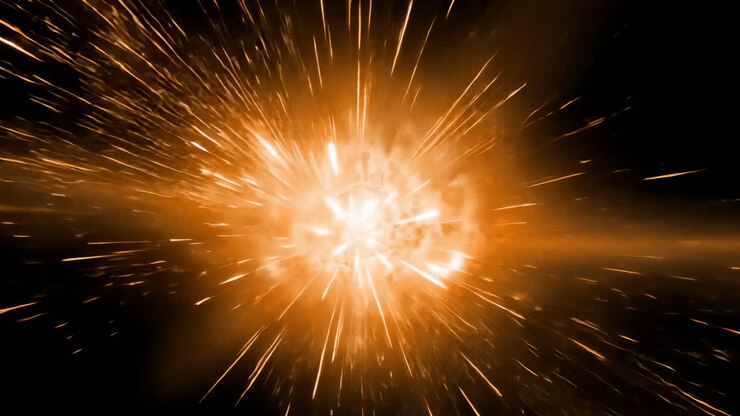 Explosive cosmic energy burst animated overlay, transparent 4K video, alpha channel, ProRes 4444
