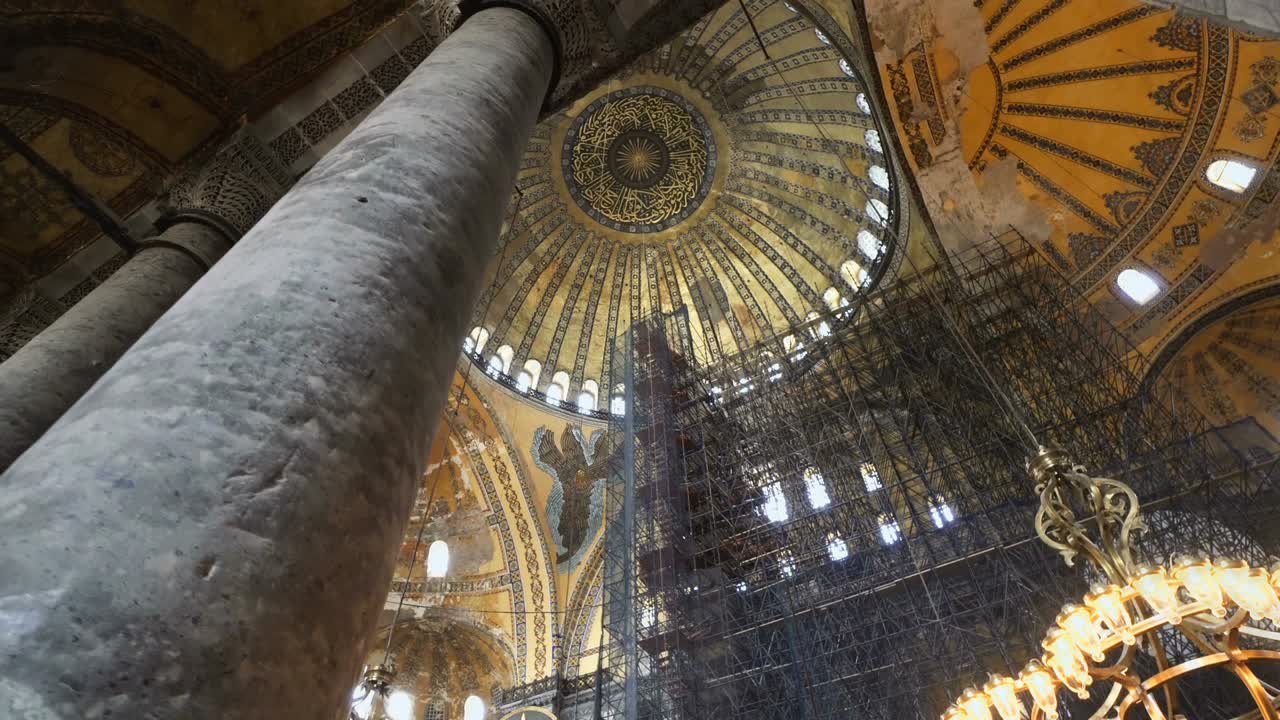 Hagia Sophia (Hagia Sofia, Ayasofya) interior in Istanbul, Turkey, Byzantine architecture, city landmark and architectural world wonder