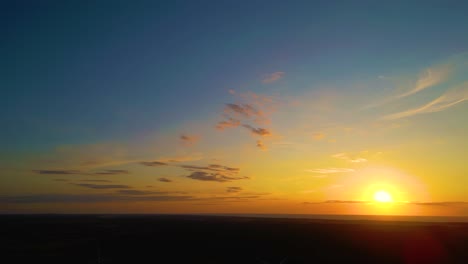 aerial view of sunset horizon over the sea