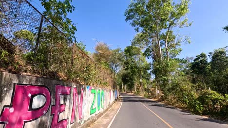 colorful murals line the road to the zoo