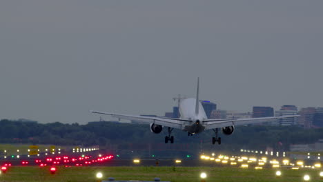 airplane landing on runway