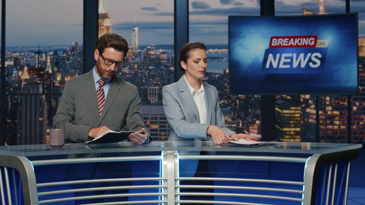 Escena de estudio de noticias