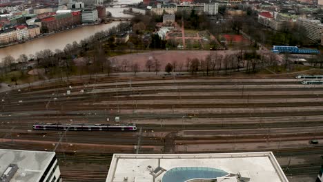 train slowly passing in track