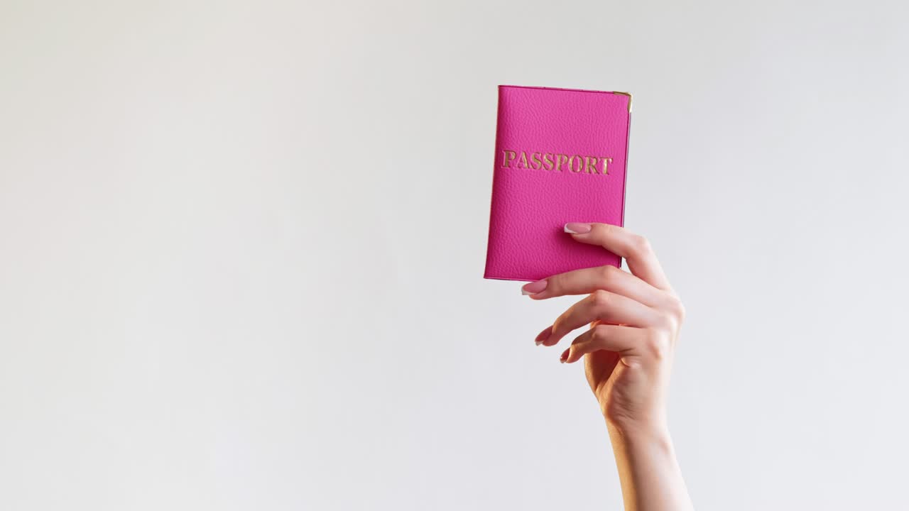 pasaporte internacional mujer turista identificación de mano