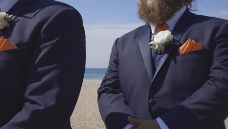 padrinos de boda en una fila en la ceremonia