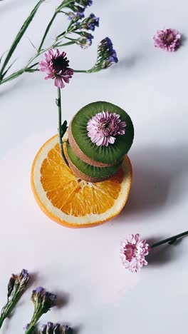 fruit and flower arrangement