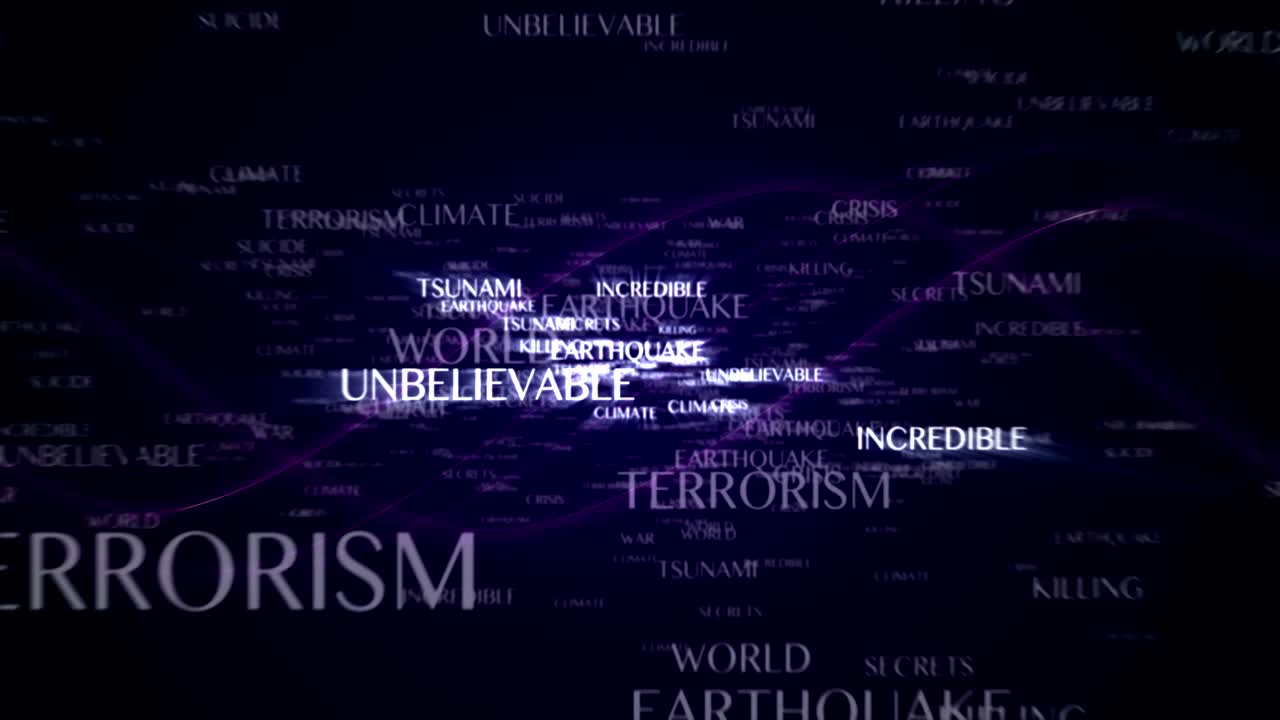 LATEST NEWS Keywords and Explosion Text Animation, Background, Rendering, Loop