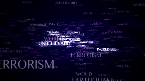 últimas noticias palabras clave y explosión texto animación, fondo, renderización, bucle