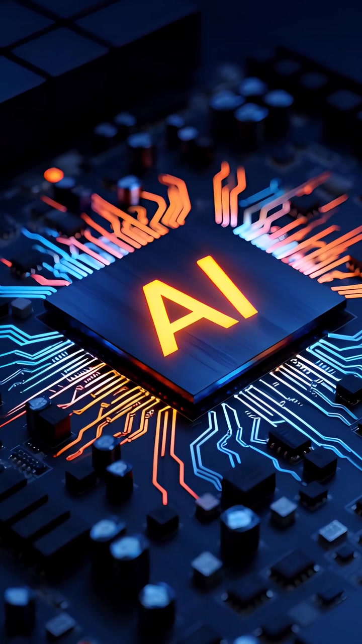 Futuristic AI Chip Motherboard Technology Background 4K