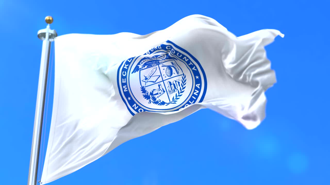 bandera del condado de mecklenburg, estado de carolina del norte, en los estados unidos - bucle