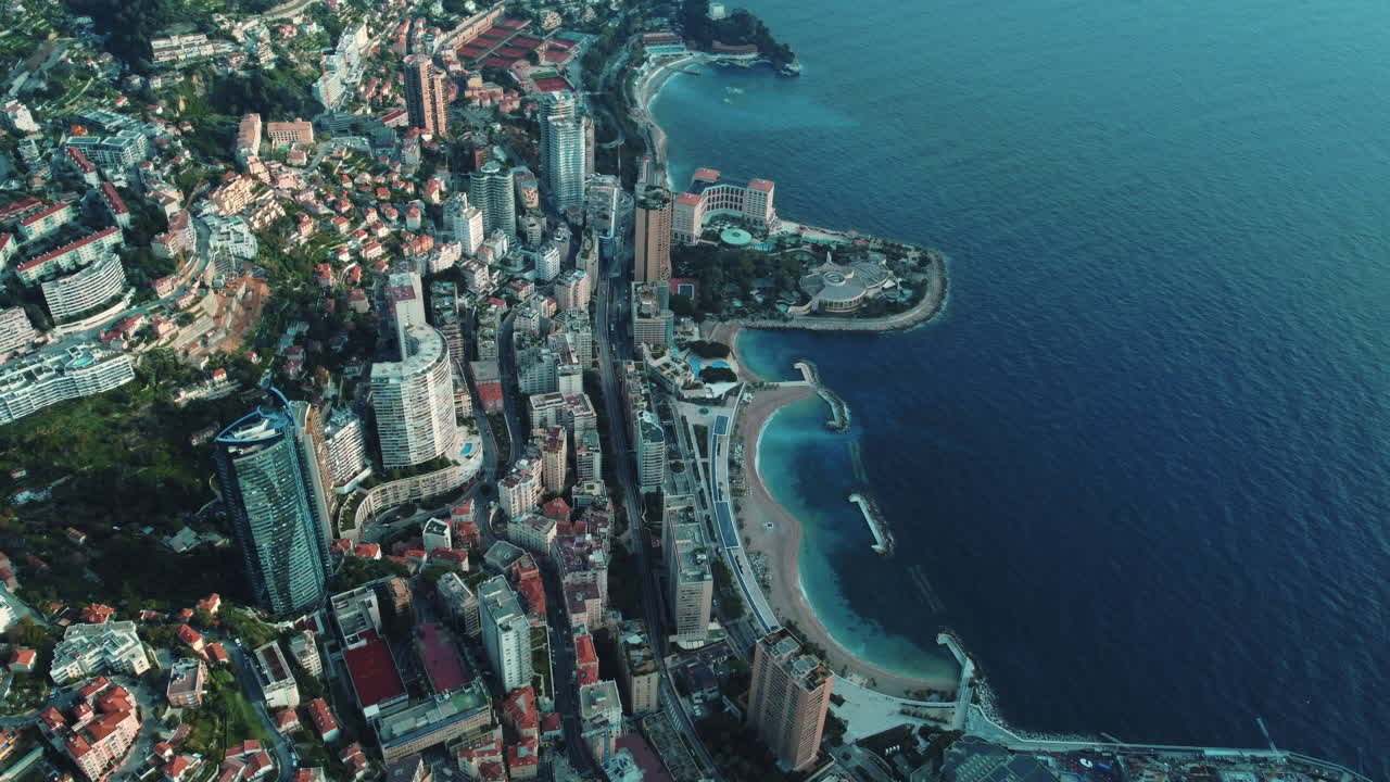 모나코 도시 풍경의 공중 풍경