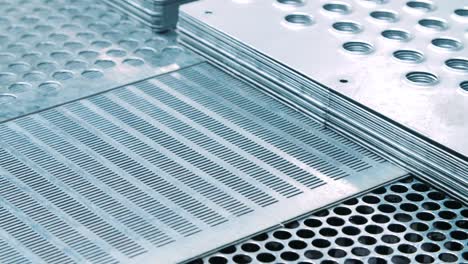 lattice plates for production needs. grid metal sheets after stamping process