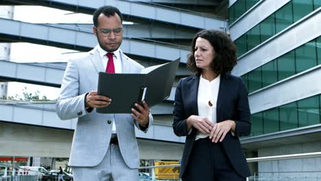 professional business people discussing papers