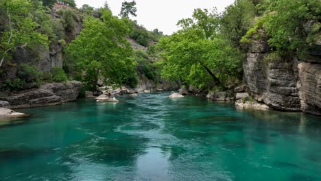 turquoise river in a mountain canyon