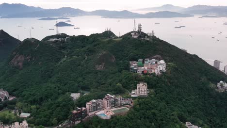 beautiful sunset over the victoria bay in hong kong, china