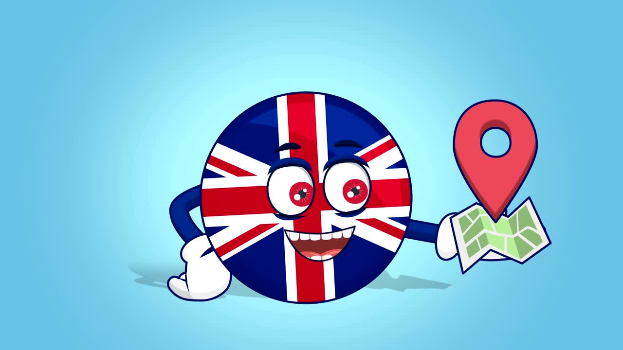 만화 영국 영국 위치 지도, 얼굴 애니메이션, 알파 매트