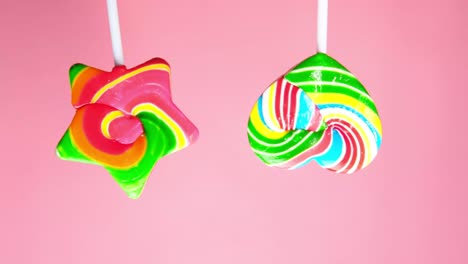 colorful star and heart lollipops