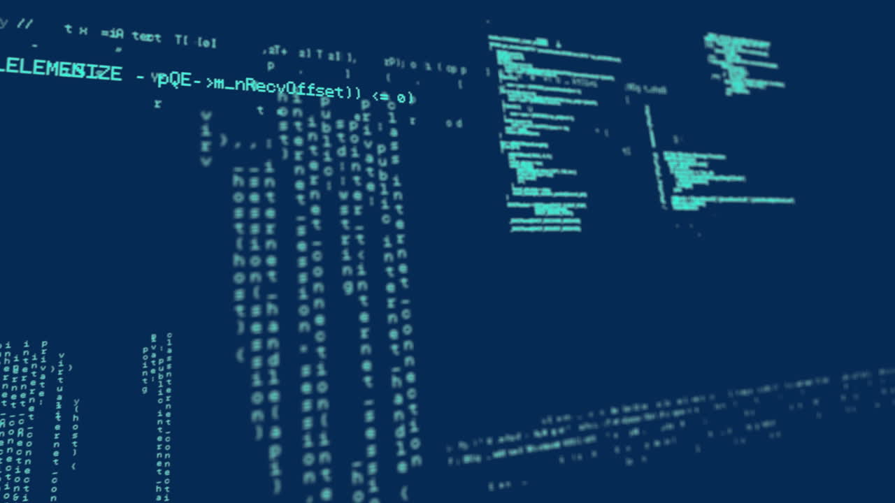 Animation of data processing on navy background