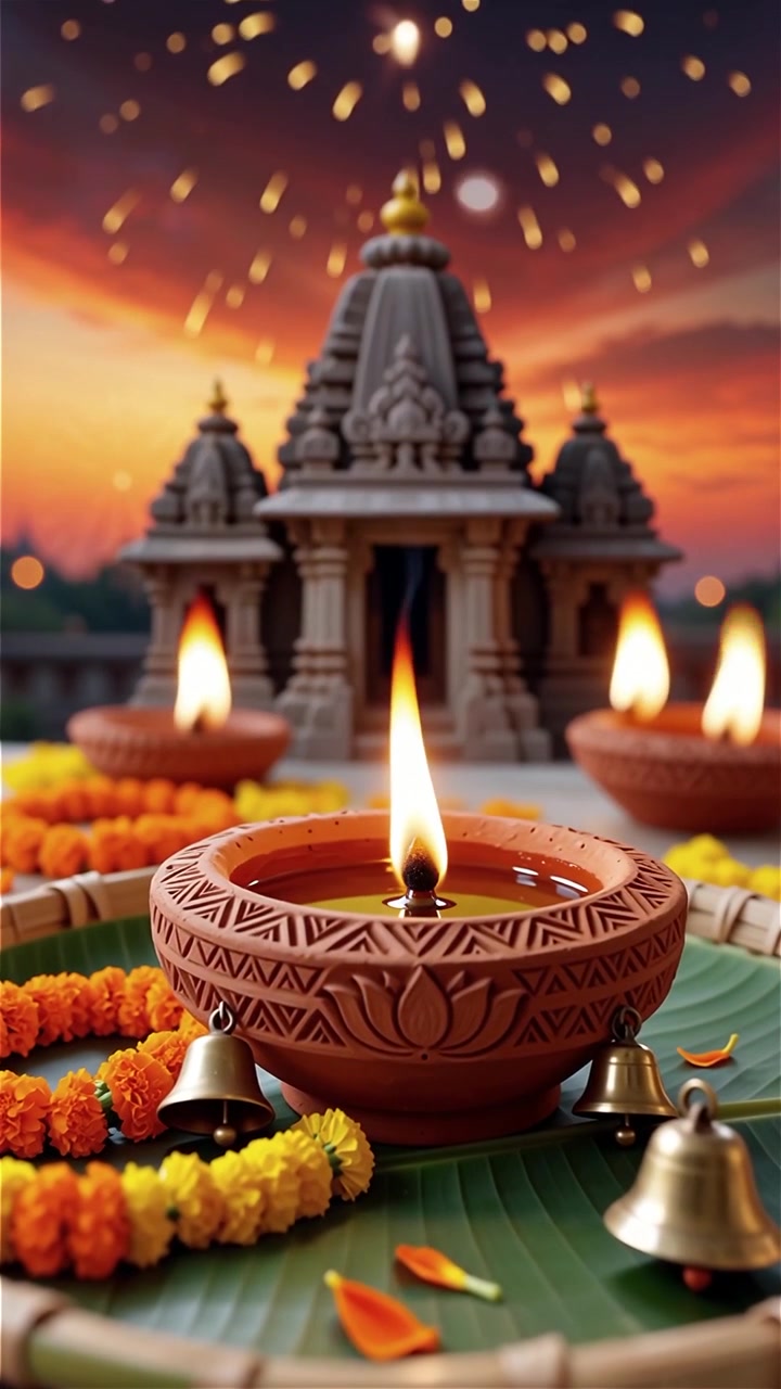 Diwali Festival Background with Lanterns and Traditional Diyas Decorations
