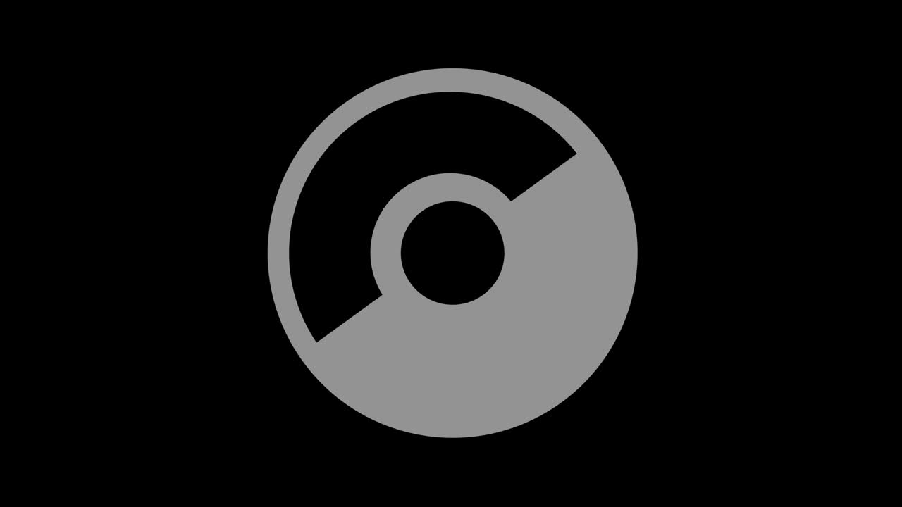 objeto gráfico en blanco y negro con efecto estroboscópico e hipnótico, que gira en el sentido de las agujas del reloj disminuyendo el tamaño de pantalla completa a desaparecer en el centro, en formato de video 16: 9