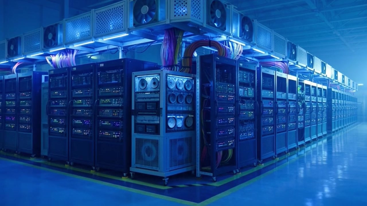 Rows of Server Racks in a Modern Data Center