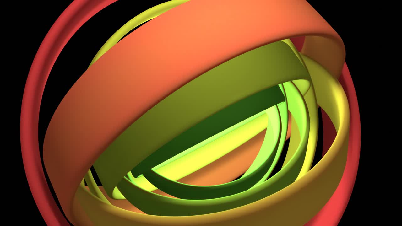 bucle, ornamento con anillos giratorios coloridos, primer plano de un objeto abstracto en 3d, 4k